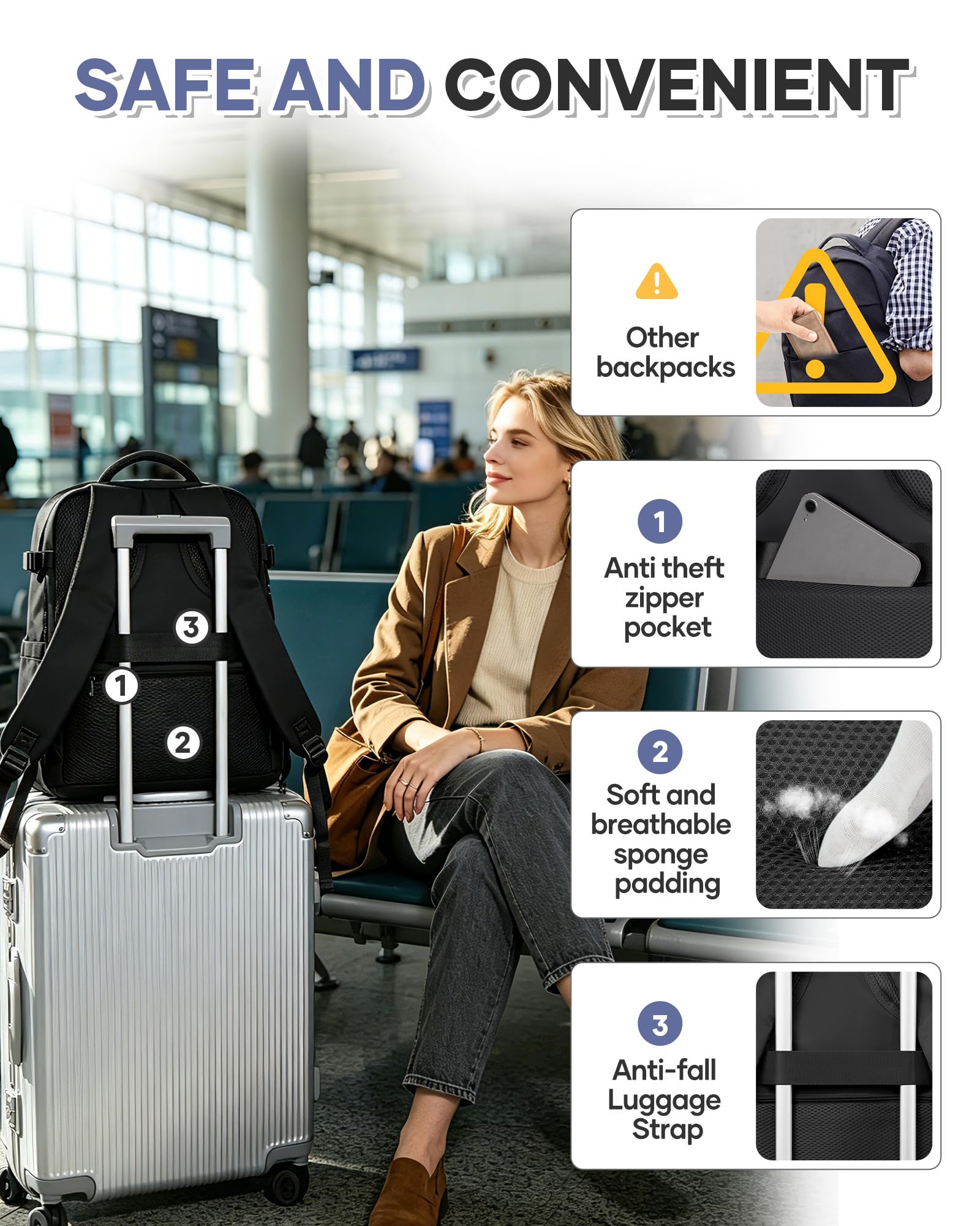 SZSYCN Ryanair Handgepäck 40x30x20 Vakuum Mit Pumpe Flugzeug Rucksack | Ryanair Handgepäck 40x30x20 Vakuum Laptop Rucksack 16 Zoll Anti Diebstahl Tasche Wasserdichte Vakuum Rucksack Mit Pumpe