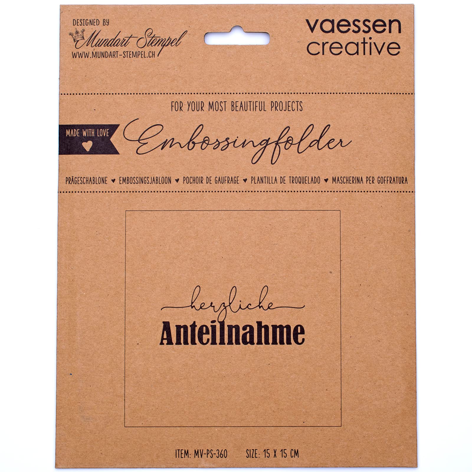 Vaessen Creative Embossing Folder, Transparent, 15 x 15 cm