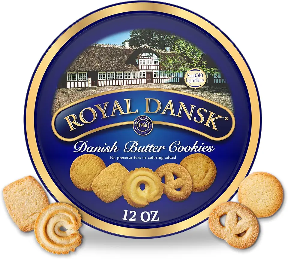 Royal Dansk Danish Butter Cookies, Premium Assorted Cookies in Gift Tin, Great for Sharing and Gifting, 12 oz