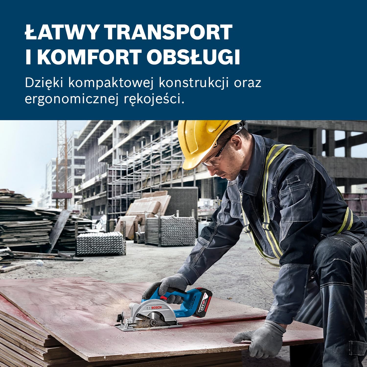 System profesjonalny 18 V firmy Bosch: akumulatorowa pilarka tarczowa GKS 18V-51 (silnik bezszczotkowy, 2 akumulatory GBA 18V 4.0Ah, ładowarka GAL 18V-20, 1 tarcza (140 mm), prowadnica równoległa)