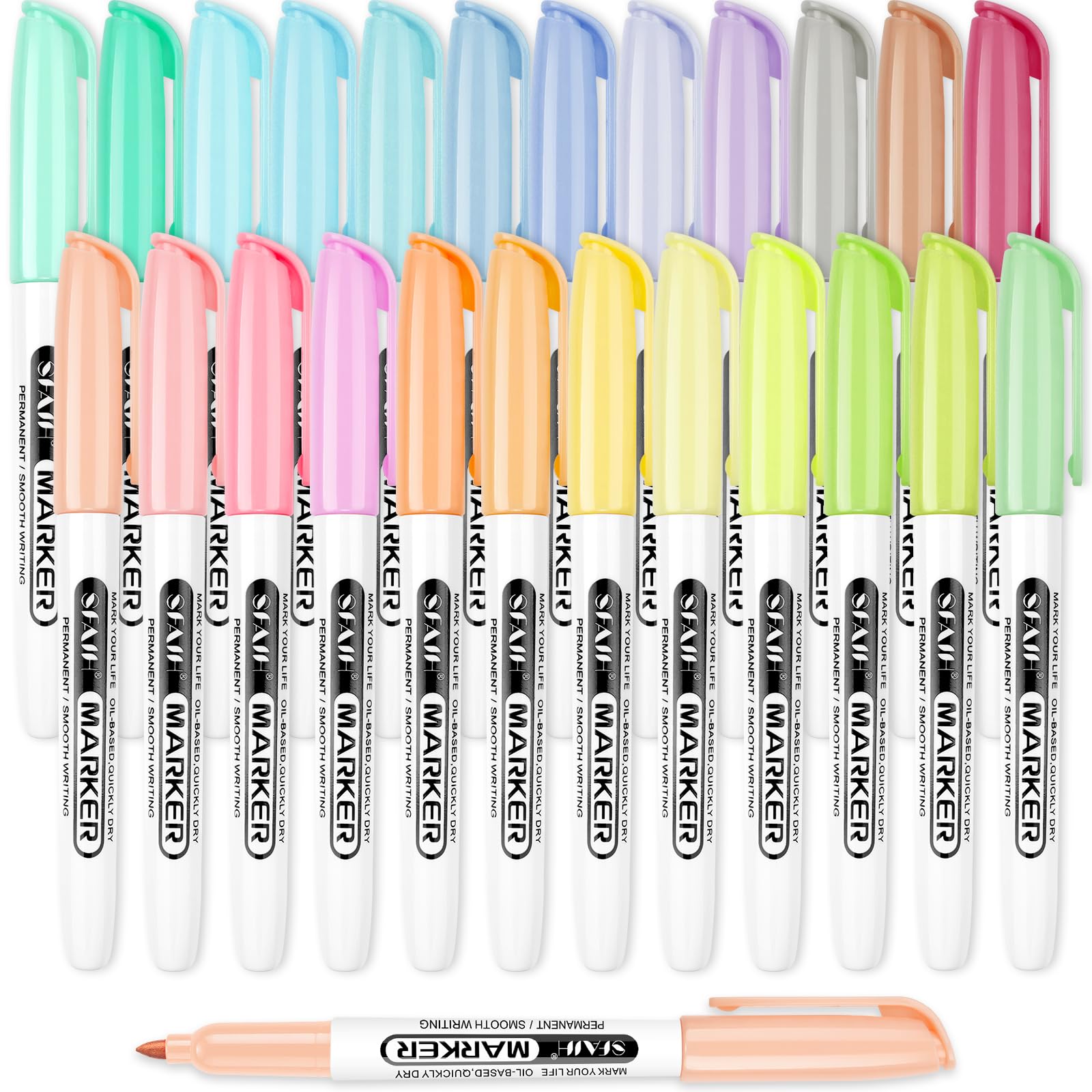 SFAIH 24 Pastel Permanent Markers Fine Point, Art Drawing Coloring Mark