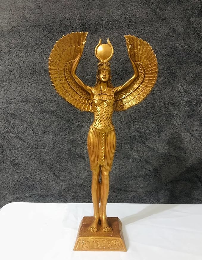 Large Isis Bust Statue, 13 inches 33 cm, Gold Isis Bust