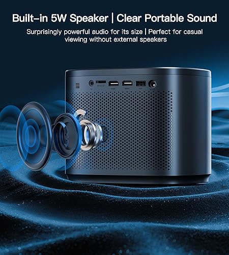 Miniatura 5 de Miroir Mini proyector, proyector para el hogar con altavoz integrado, enfoque automático, portátil para películas al aire libre, compatible con