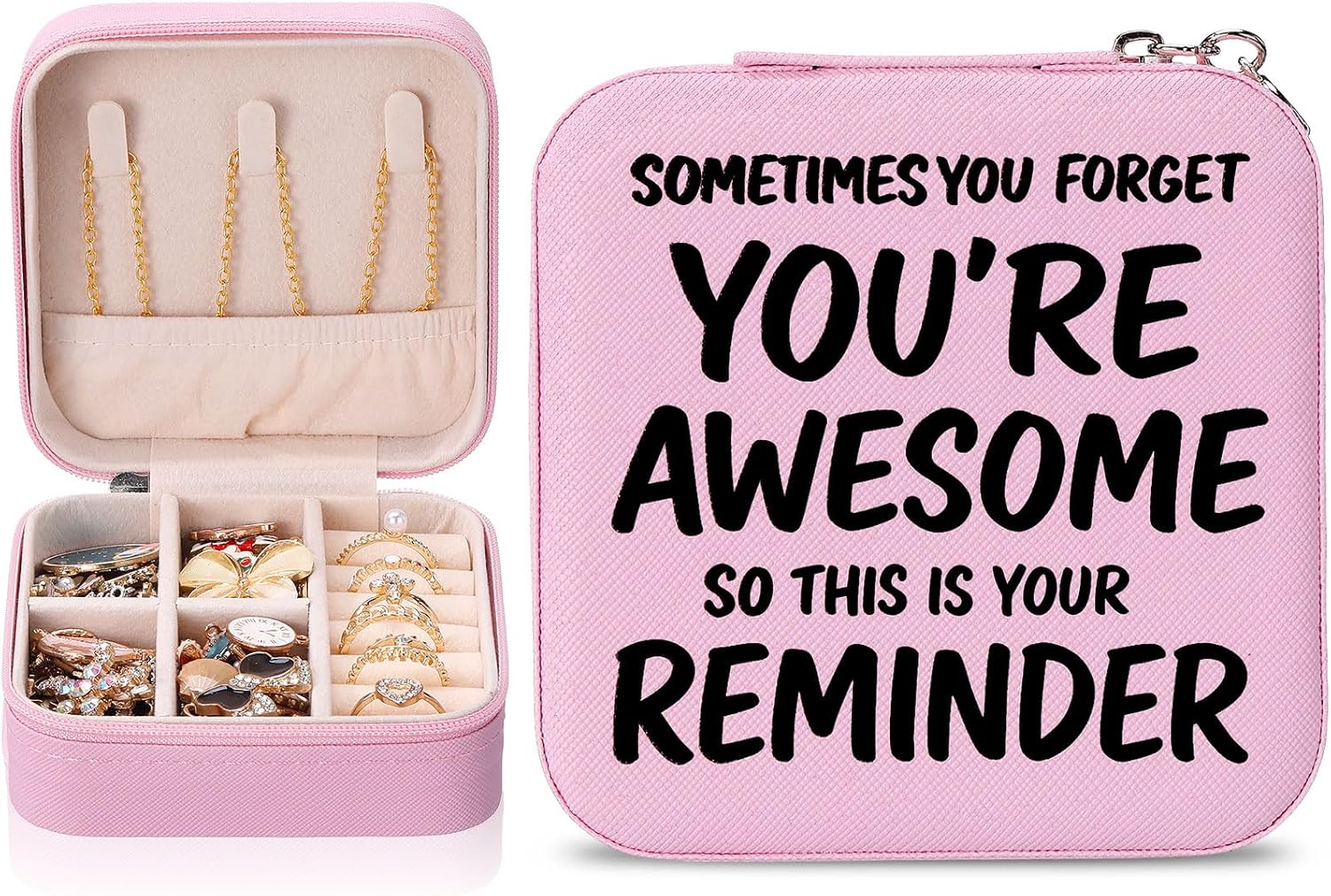 Unittype 1 Pcs Women Inspirational Gifts Travel Jewelry Box You're Awesome Mini Jewelry Box Thank You Gift for Graduation Birthday