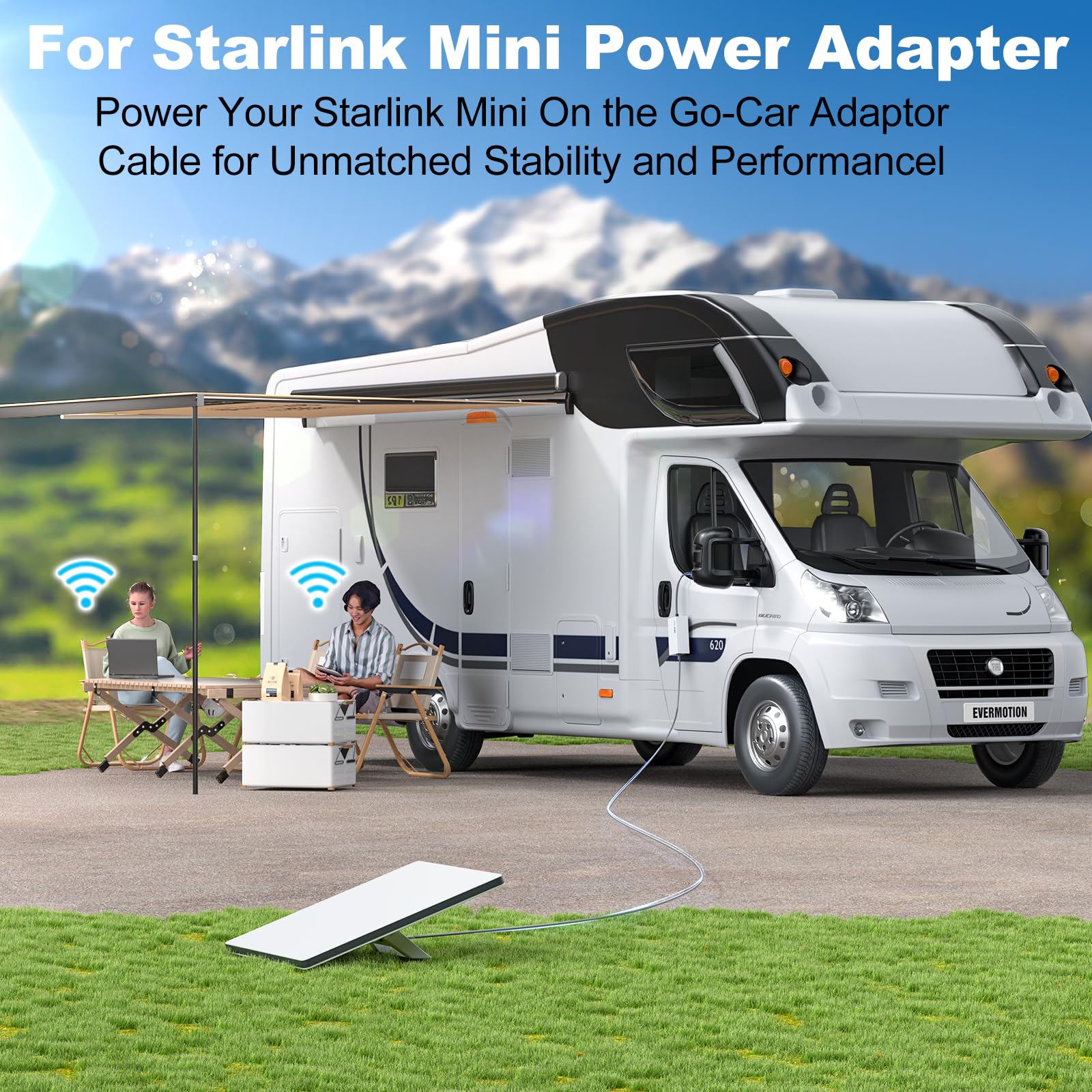 Starlink Mini adattatore per auto, caricabatterie da auto 12 V/24 a 36 V, convertitore step-up Starlink, mini accessori, 1 m, mini adattatore accendisigari per camper, camion/camper, auto, USB-C 45 W