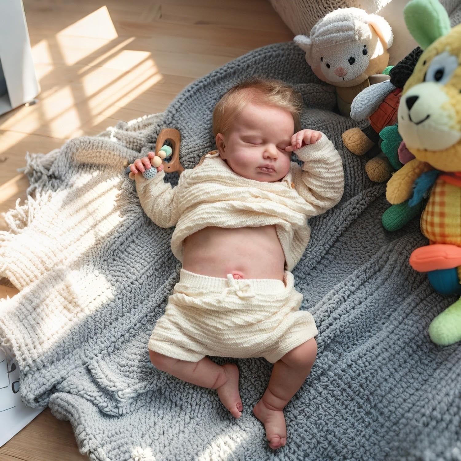 iCradle Reborn Realistic Newborn Baby Dolls, 20 inch Silicone Real Toddler Vinyl Sleeping Boy with Blonde Hair Washable Lifelike Xmas Birthday Gift for Kids Age 3+