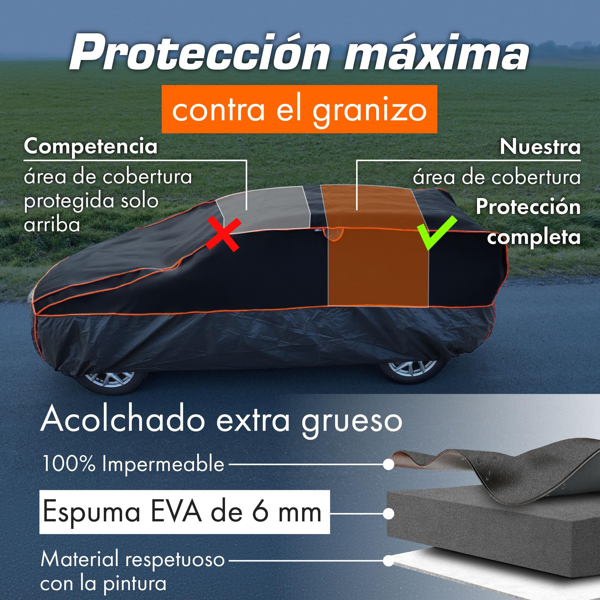 Upgrade4cars Funda Coche Exterior Anti-Granizo Version 2026 Accesorios