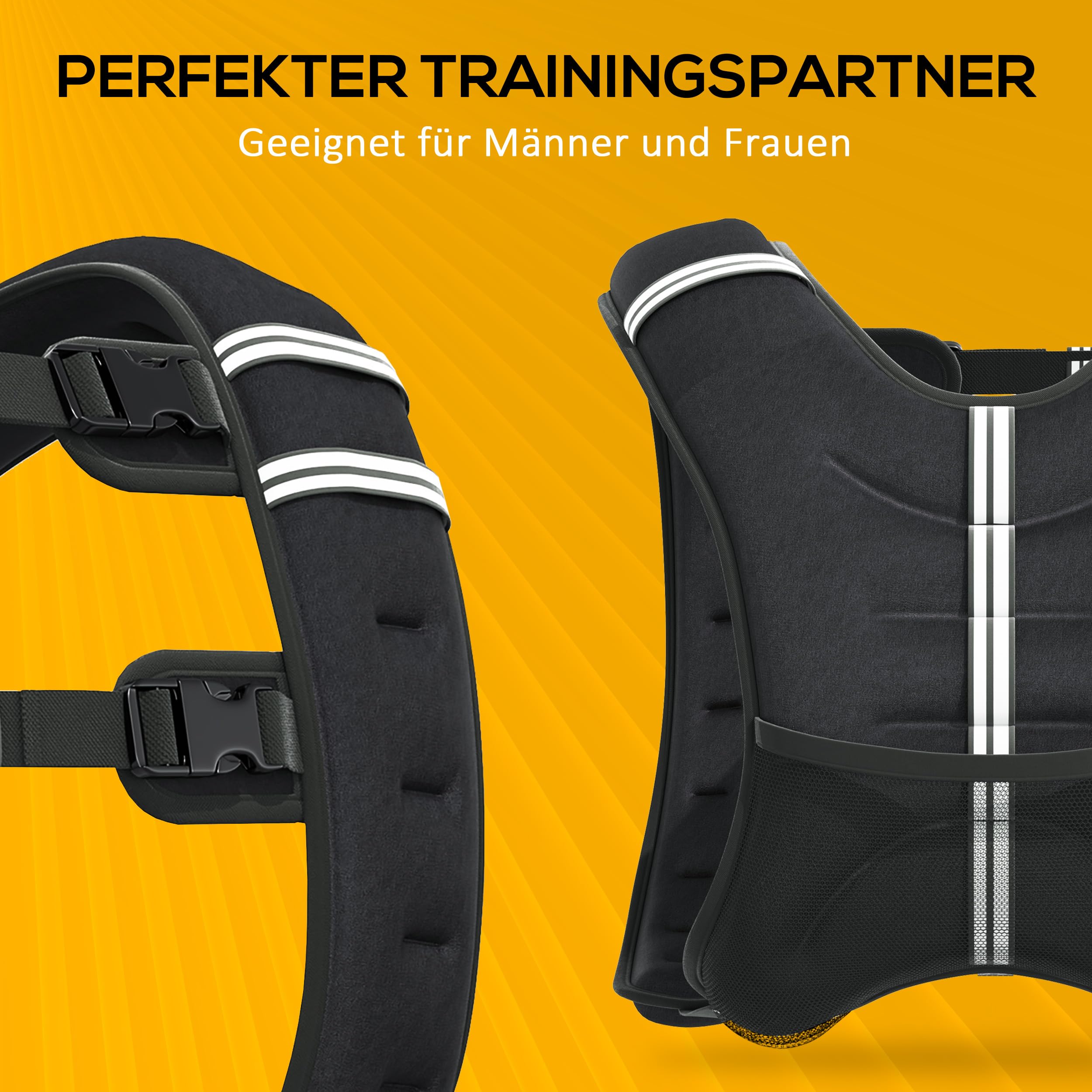 HOMCOM Gewichtsweste Weight Vest verstellbar für Gewicht Tranning Krafttrainning Mann/Frau Oxford-Gewebe Metallsand Schwarz 40 x 35 cm