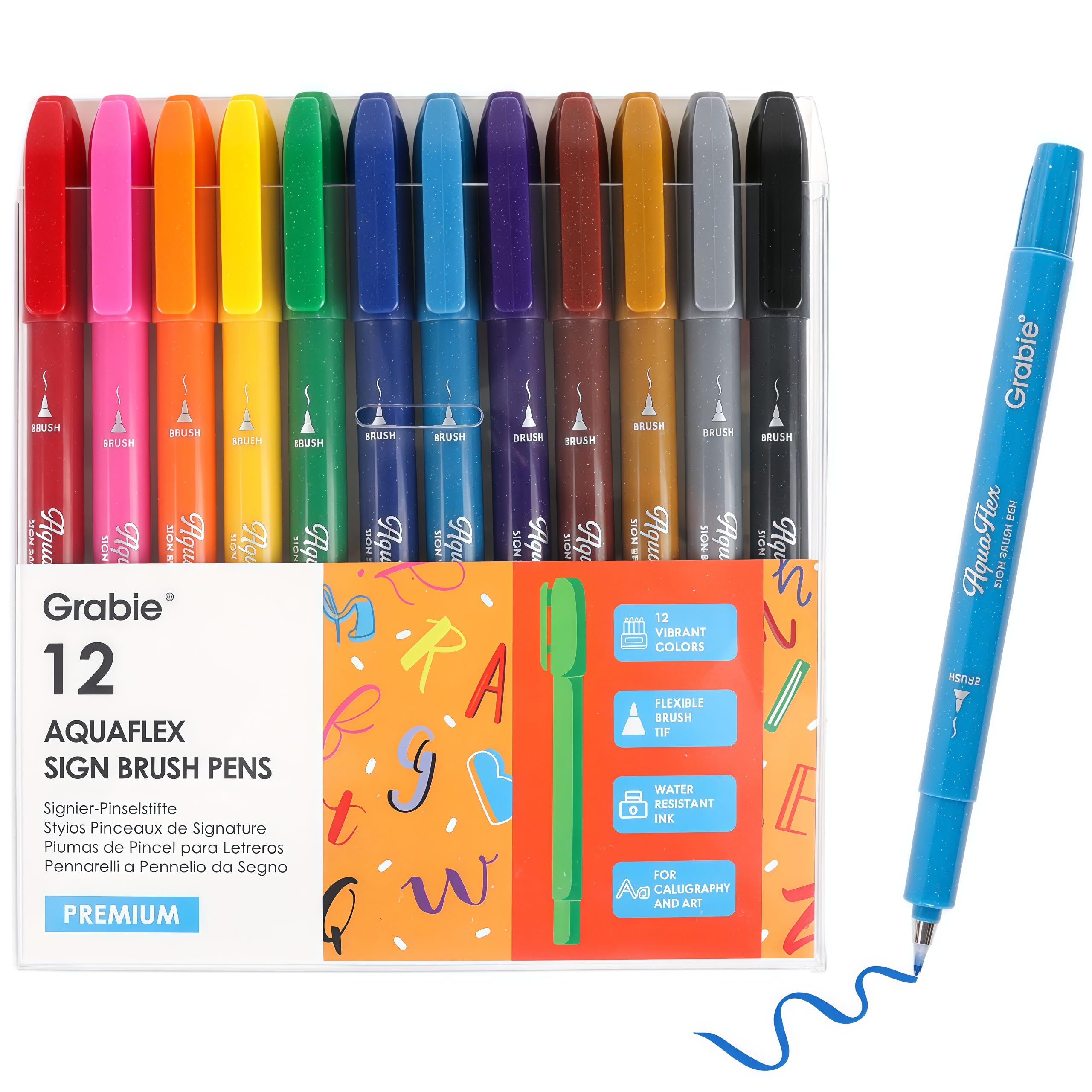 Amazon.com: Grabie AquaFlex Sign Brush Pen Set of 12 – Flexible