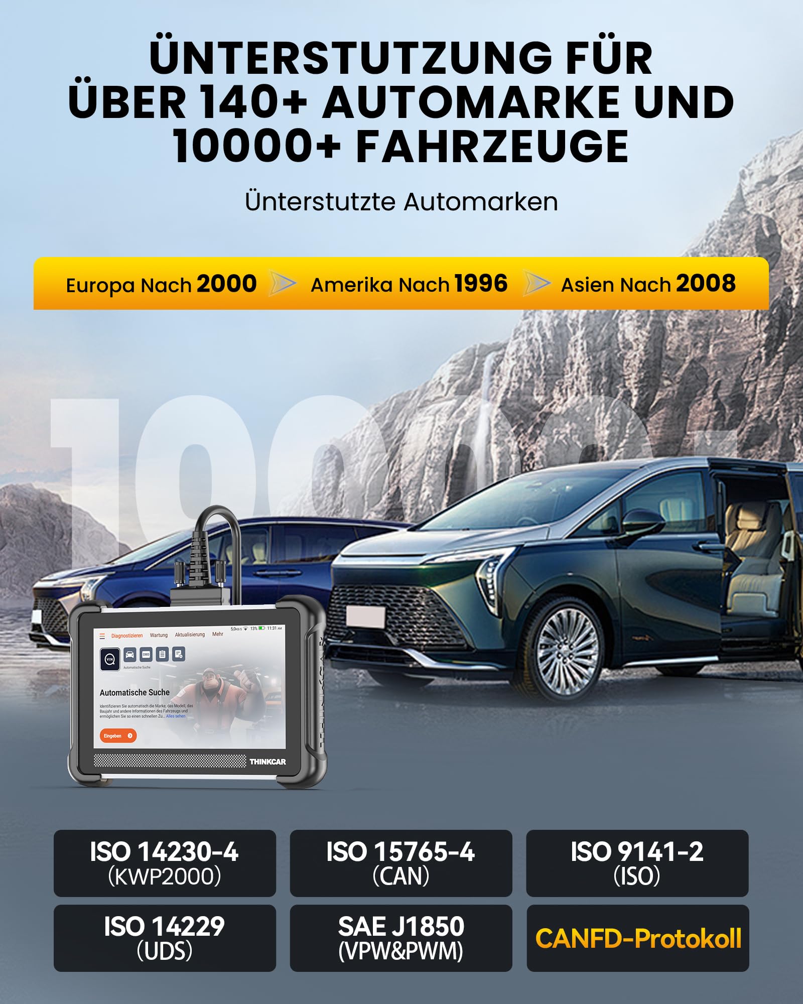 ThinkScan 672 OBD2 urządzenie diagnostyczne, samochód z funkcją resetowania 28+ i pełną diagnostyką systemu, czytnik samochodowy do aktywnego testowania, zaawansowane kodowanie ECU