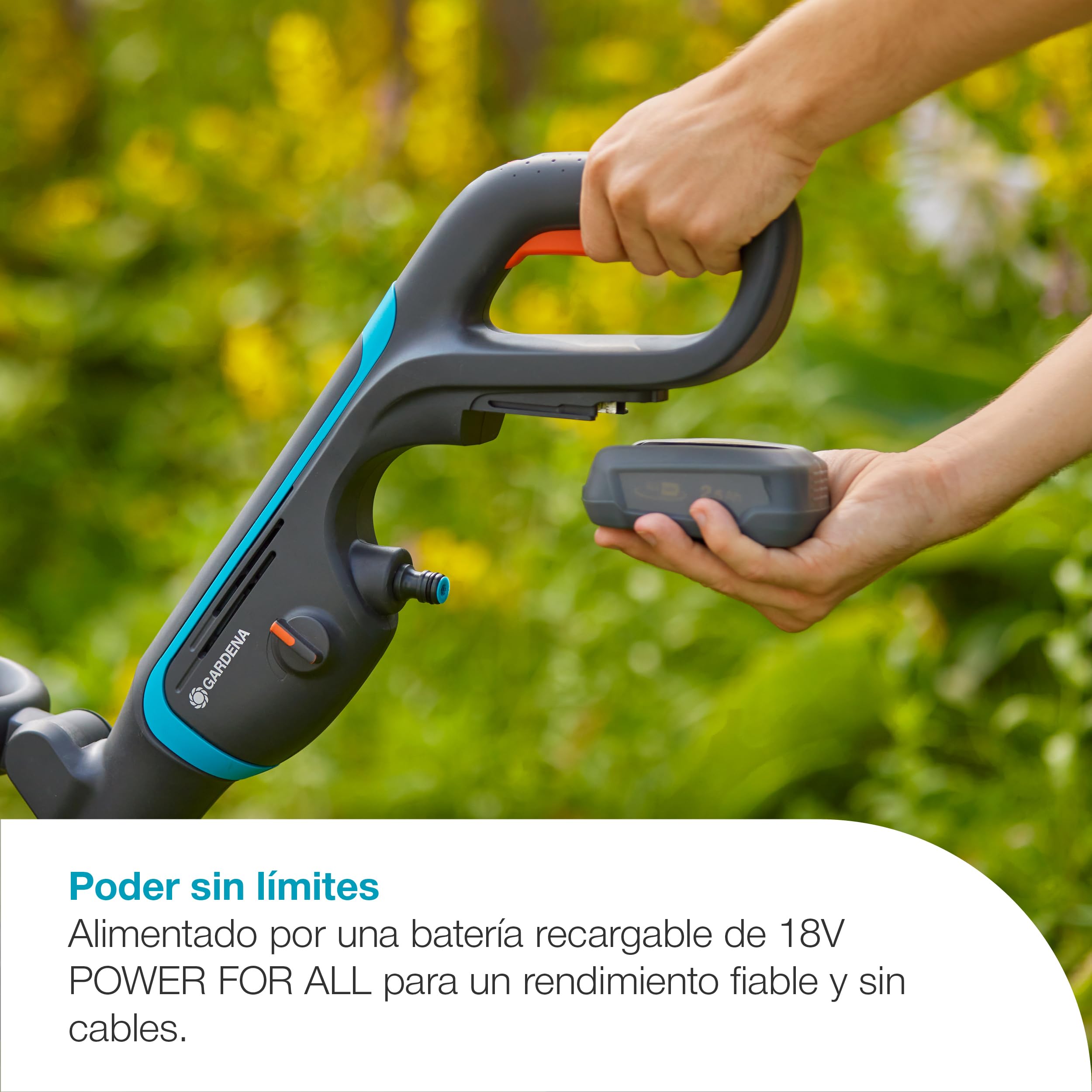 Gardena Multi limpiador a batería AquaBrush Patio 03/18V P4A Solo: Exterior, Funcionamiento con un solo toque, Limpieza de patios, Cepillo de perfilado, Sin cable (14841-55)