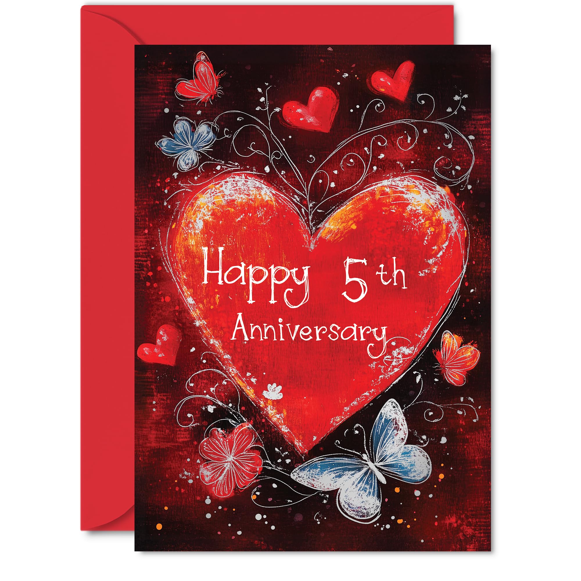 Beautiful Silver 5th Anniversary Cards for Women and Men, Love Heart