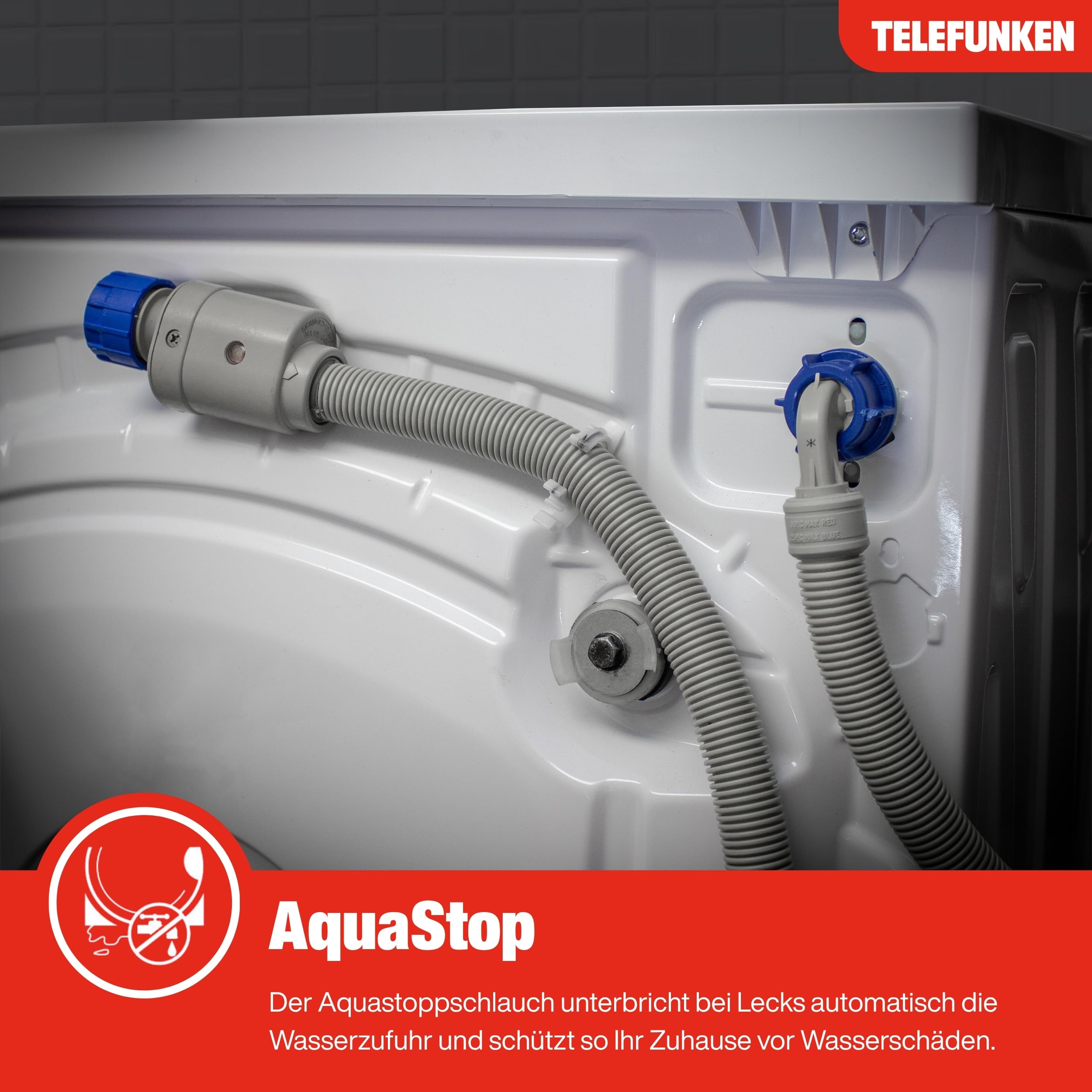 Telefunken Waschmaschine 7kg Frontlader 1400 U/Min Energieklasse A Inverter Motor AquaStop LED-Display weiß