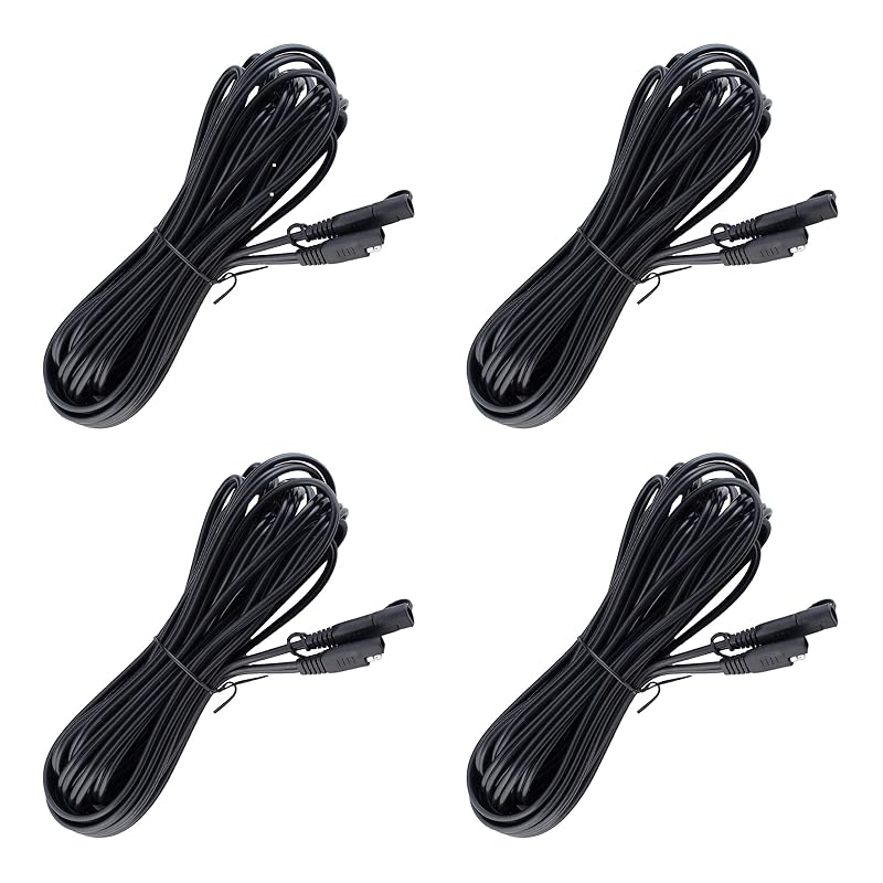 Cabo de Extensão SAE Battery Tender de 7,62 m para Carregador de Bateria, Conector de Desconexão Rápida, Preto, Modelo 081-0148-25-BG4, Pacote com 4