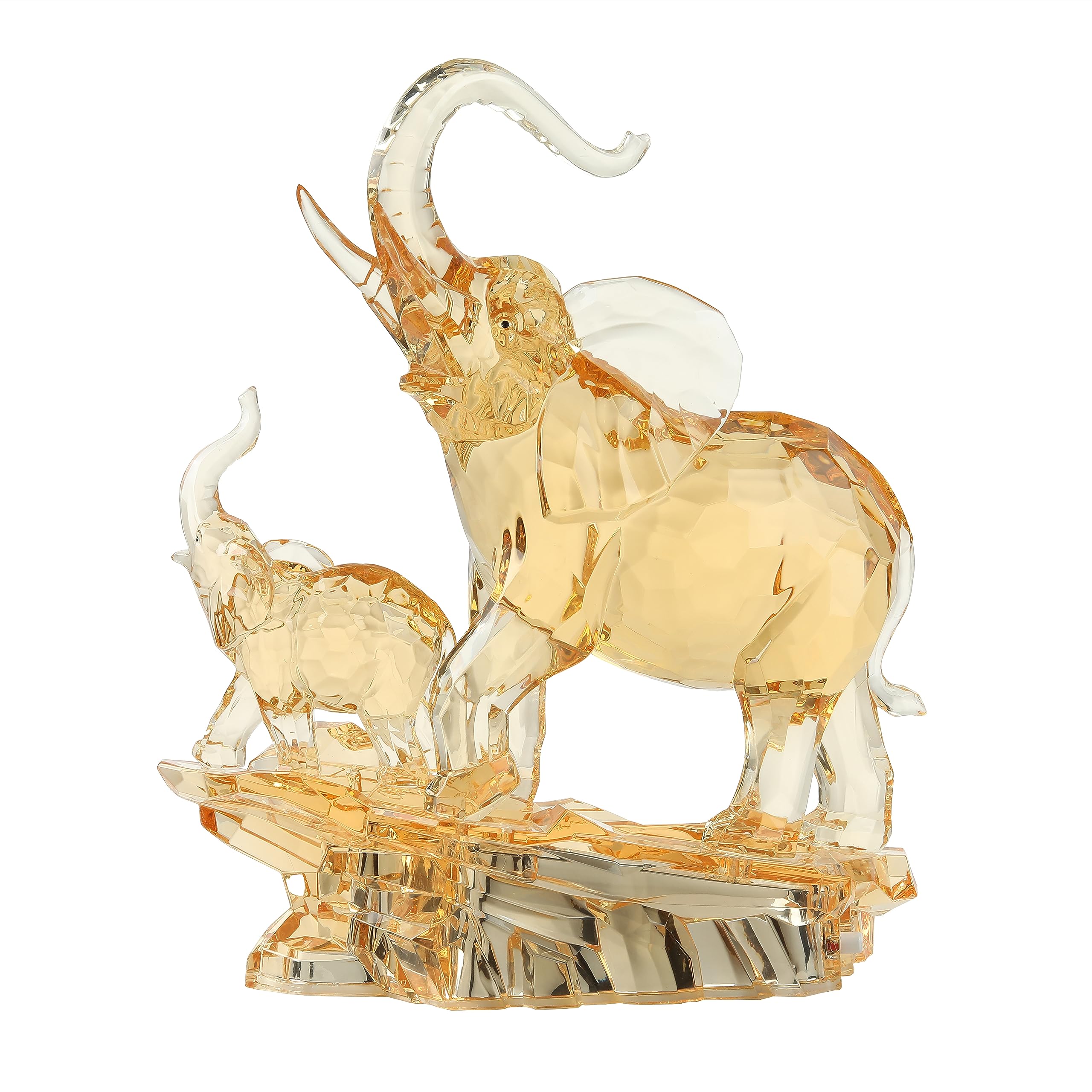 Estatua de elefante acrílico para madre y bebé, figura de elefante africano con tronco de la suerte Feng Shui, figuras coleccionables para decoración del hogar, regalos para mamá, 13.87
