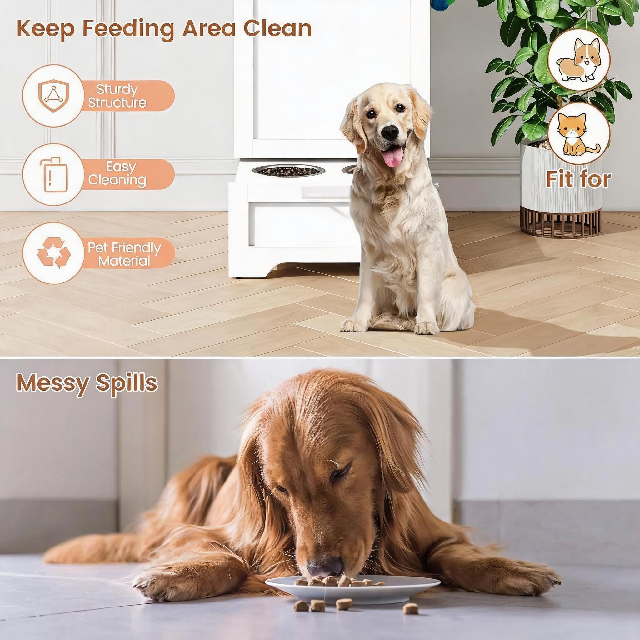 Garvee Estación de alimentación para perros con mueble contenedor para