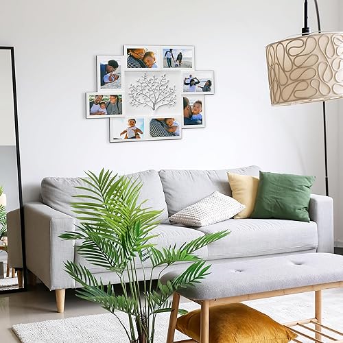 Vista 38 de J.M.Deco Marcos de fotos de collage de 8 aperturas para decoración de pared, marco de fotos de 4 x 6 pulgadas con decoración de árbol, marco