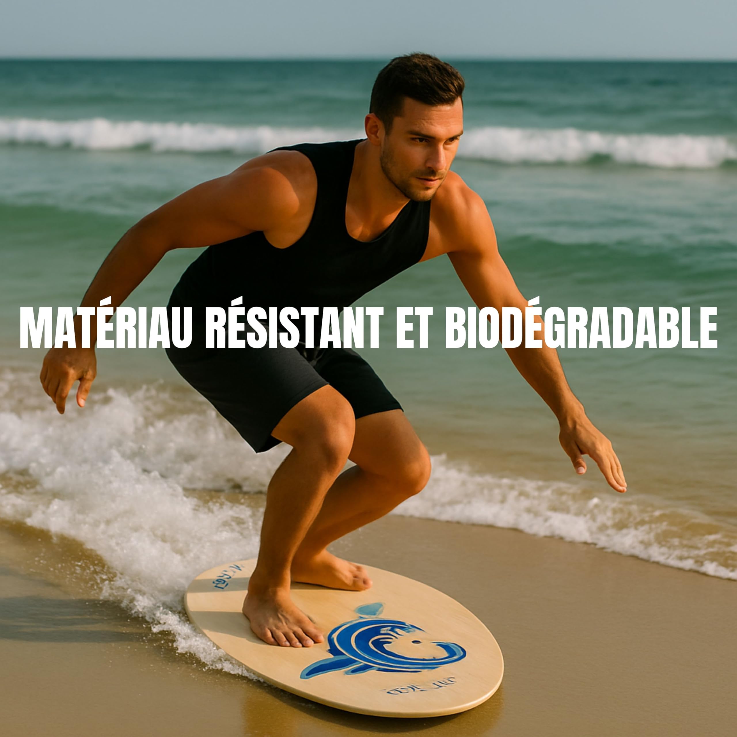 Skimboard en Bois pour Adultes débutants, Planche de Sport Nautique légère et antidérapante pour Glisse sur Sable et Petites Vagues