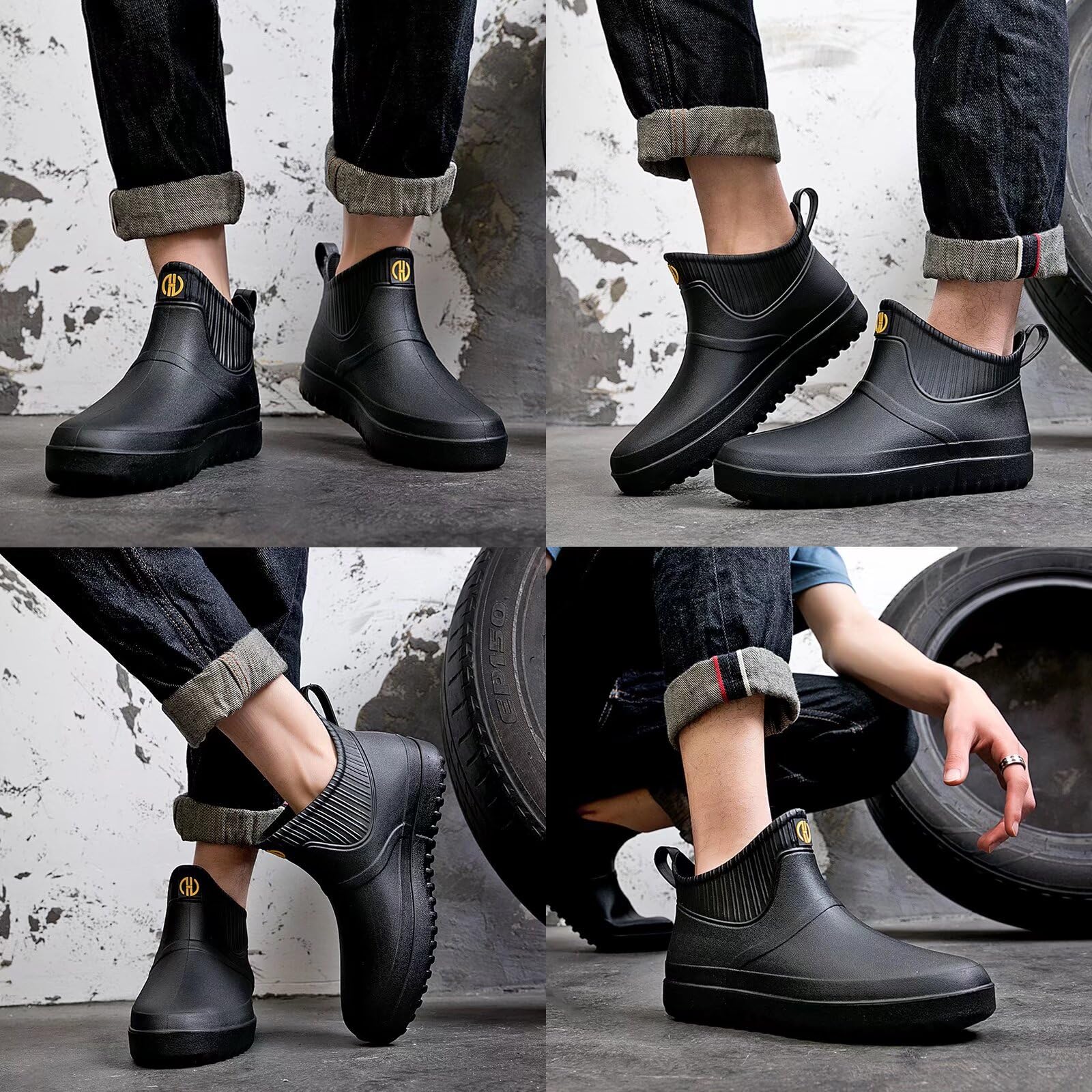 Bottes de Caoutchouc Homme Ville de la Mode Bottines en Pluie