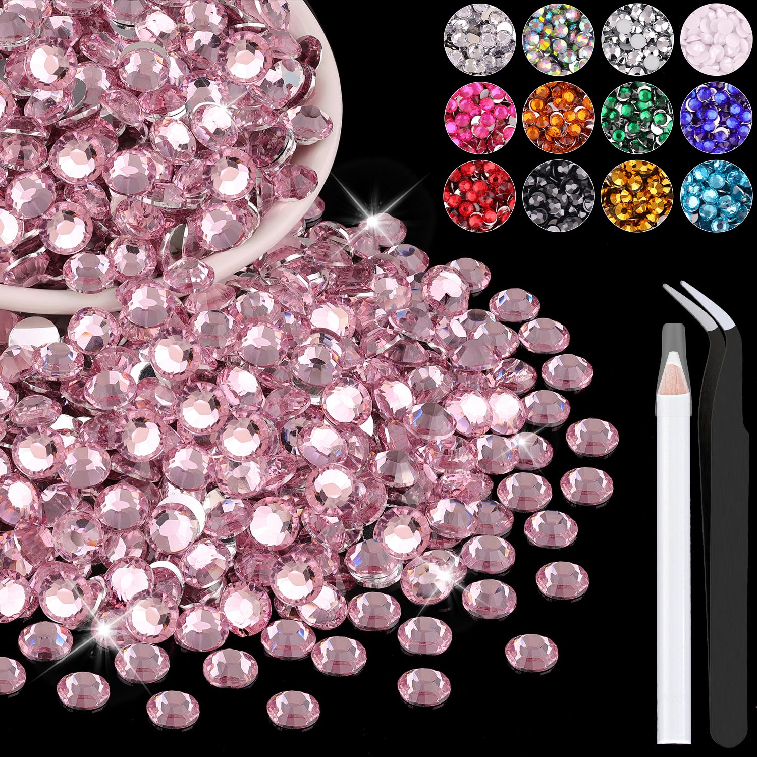 Amazon.com: 1200PCS 6mm Resin Rhinestones in Bulk (Light Pink