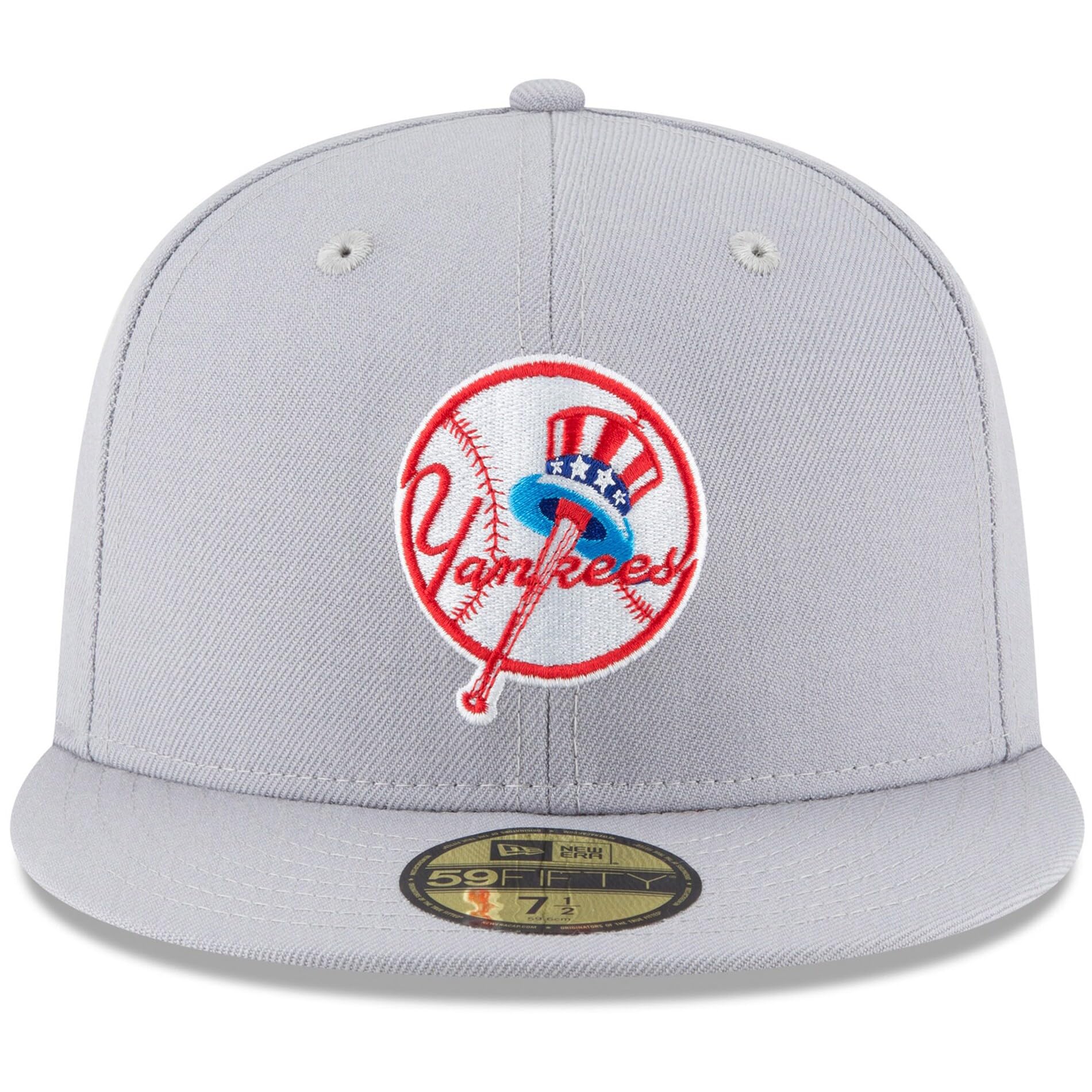 New Era MLB 59FIFTY Baseballkappe, New York Yankees, Team-Farbe, Cooperstown-Logo, authentische Kollektion, aufgesetzt, Grau