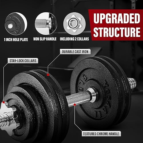 Miniatura 4 de Yes4All Old School Adjustable Dumbbell Set with Weight Plates, Star Lock CollarsConnector, 40lbs to 200lbs Adjustable Weight Plates Set