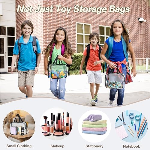 Miniatura 5 de Paquete de 6 bolsas de almacenamiento de juguetes, organizador de juguetes de PVC transparente con cremallera, grandes bolsas de viaje reutilizables