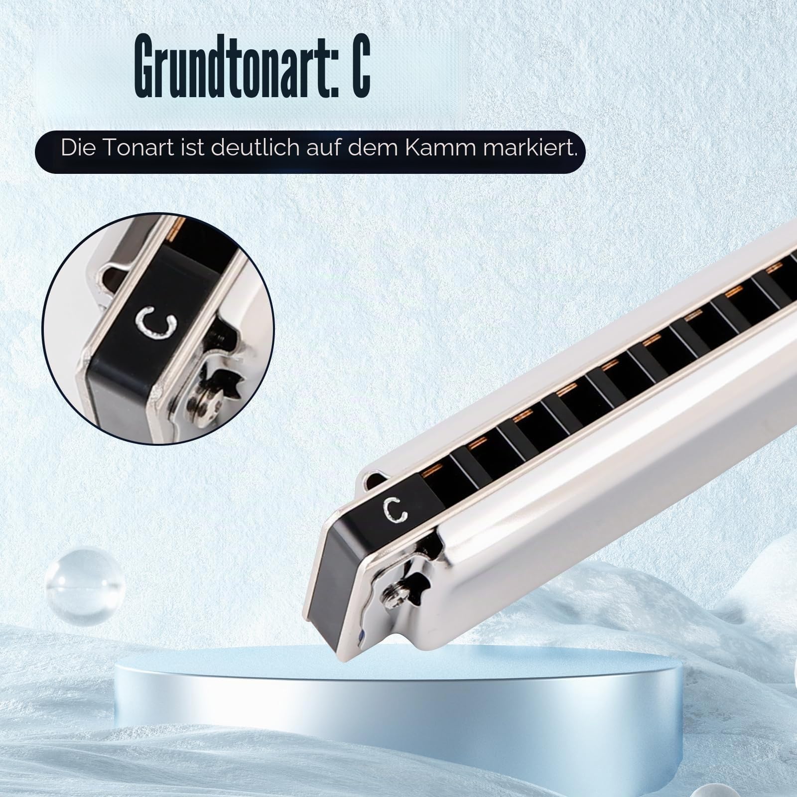 JDR North Mundharmonika C-Tonart 10 Löcher 20 Töne Blues Harfe Diatonische Mundorgel Armonika mit EVA-Schutzhülle für Erwachsene Anfänger Profis Fortgeschrittene Rock Jazz Geschenk Silber