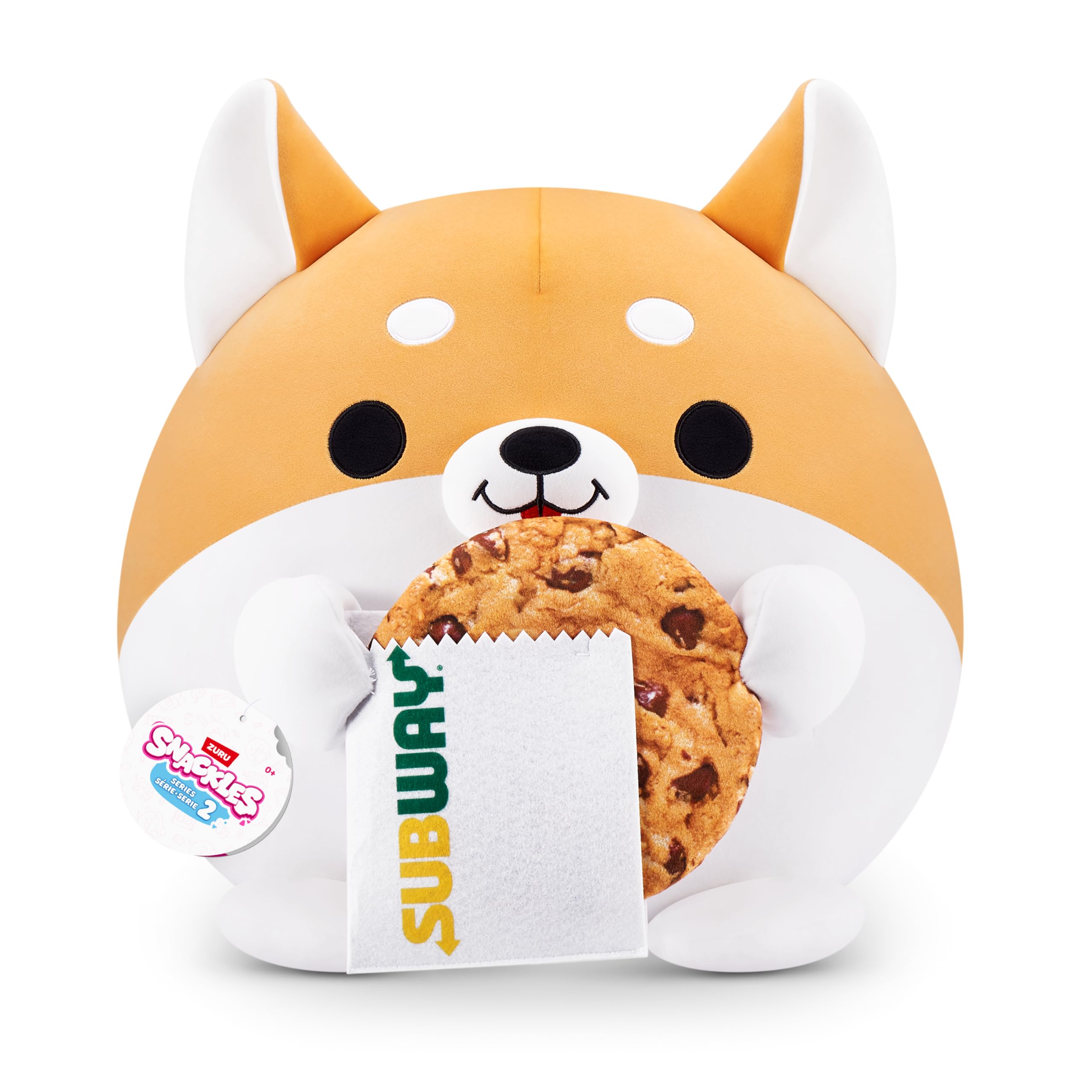 Snackles Series 2 Wave 2, Snack Swap, Corgi, 50 cm by ZURU Cuddly Squishy Comfort Plush with License Snack Brand Accessory (Corgi, Subway Cookie)
