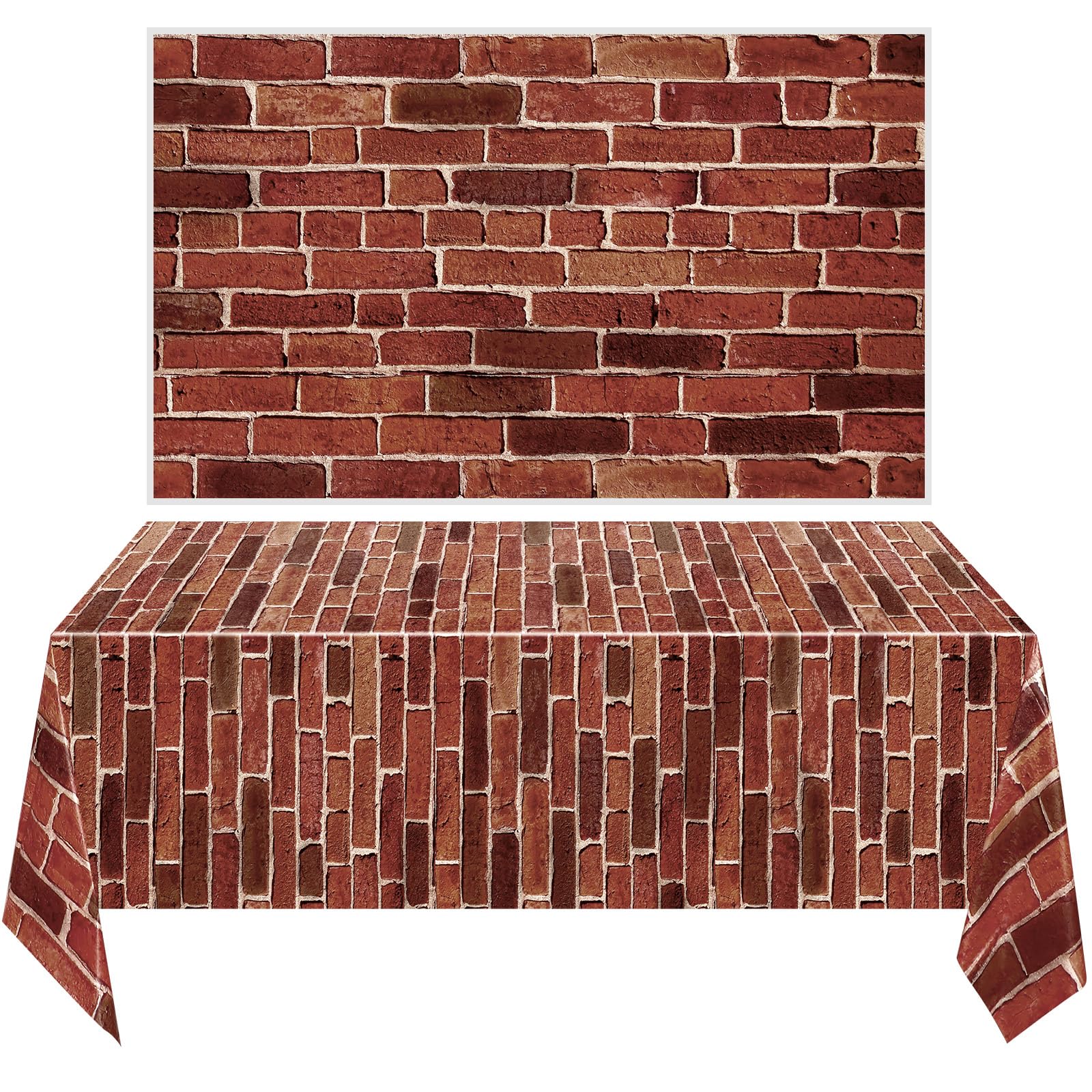 4.5 x 9 Feet Brick Stone Wall Backdrop Stone Wall Scene Setter Brick Sheet Wallpaper Curtains Door Removable Brick Tablecloth Photo for Winter Halloween (Old Red, Brick,2 Sheets)