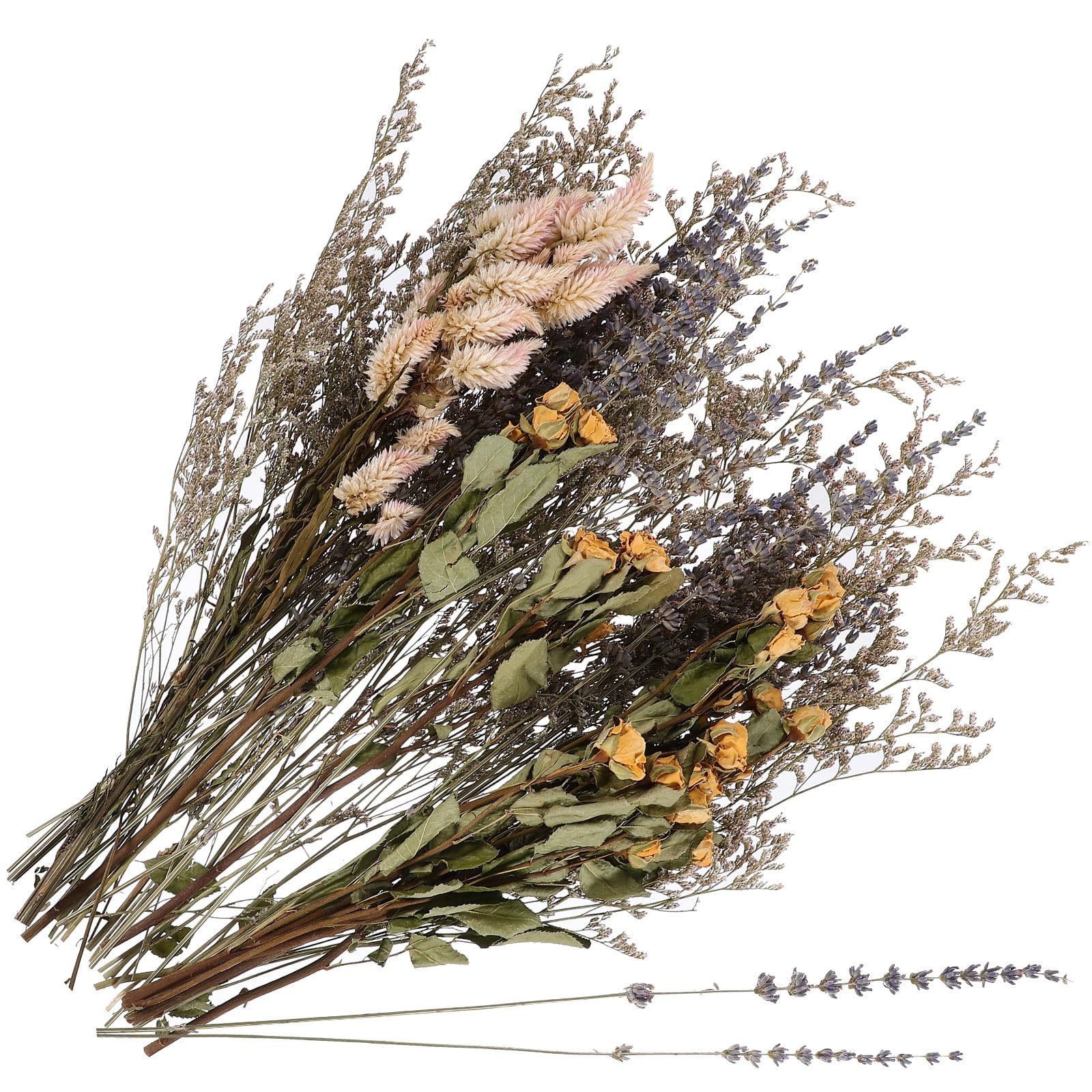 Ramo de Flores Secas y Lavanda para Decoración Rústica en Jarrón, Adecuado para Bodas y Navidad Material de Plantas Preservadas