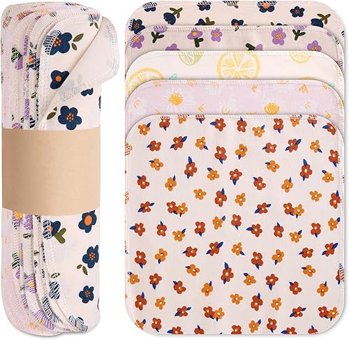 Toallas de papel reutilizables lavables, paquete de 25 toallas de papel de franela de algodón lavables, 10 x 10 pulgadas, súper suaves y