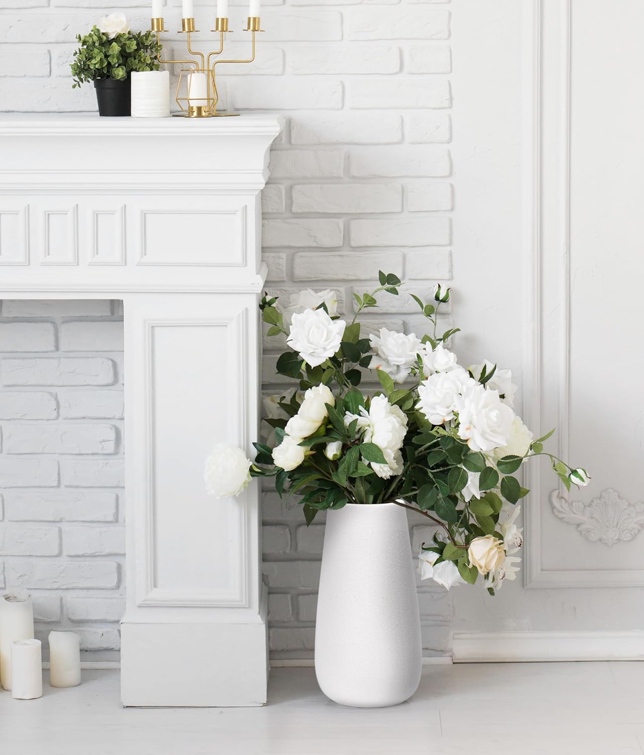 D'vine Dev 12 Inch Ivory Elegant Oval Ceramic Vase for Flowers, Home Décor Vase with Design Box, VS-LD-C-2 - Image 6