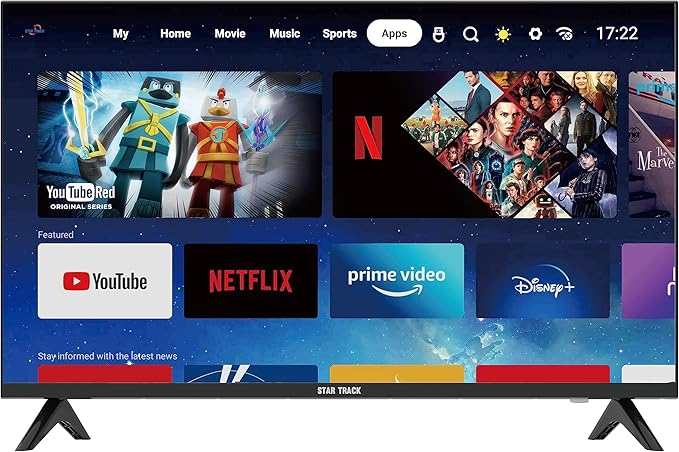 Star Track LED Smart TV, HD, 40 Inch, Android 13.0, T2S2, A+ Screen, WiFi, MIRACAST, Netflix, YouTube, Prime Video, HDMI, USB (40)
