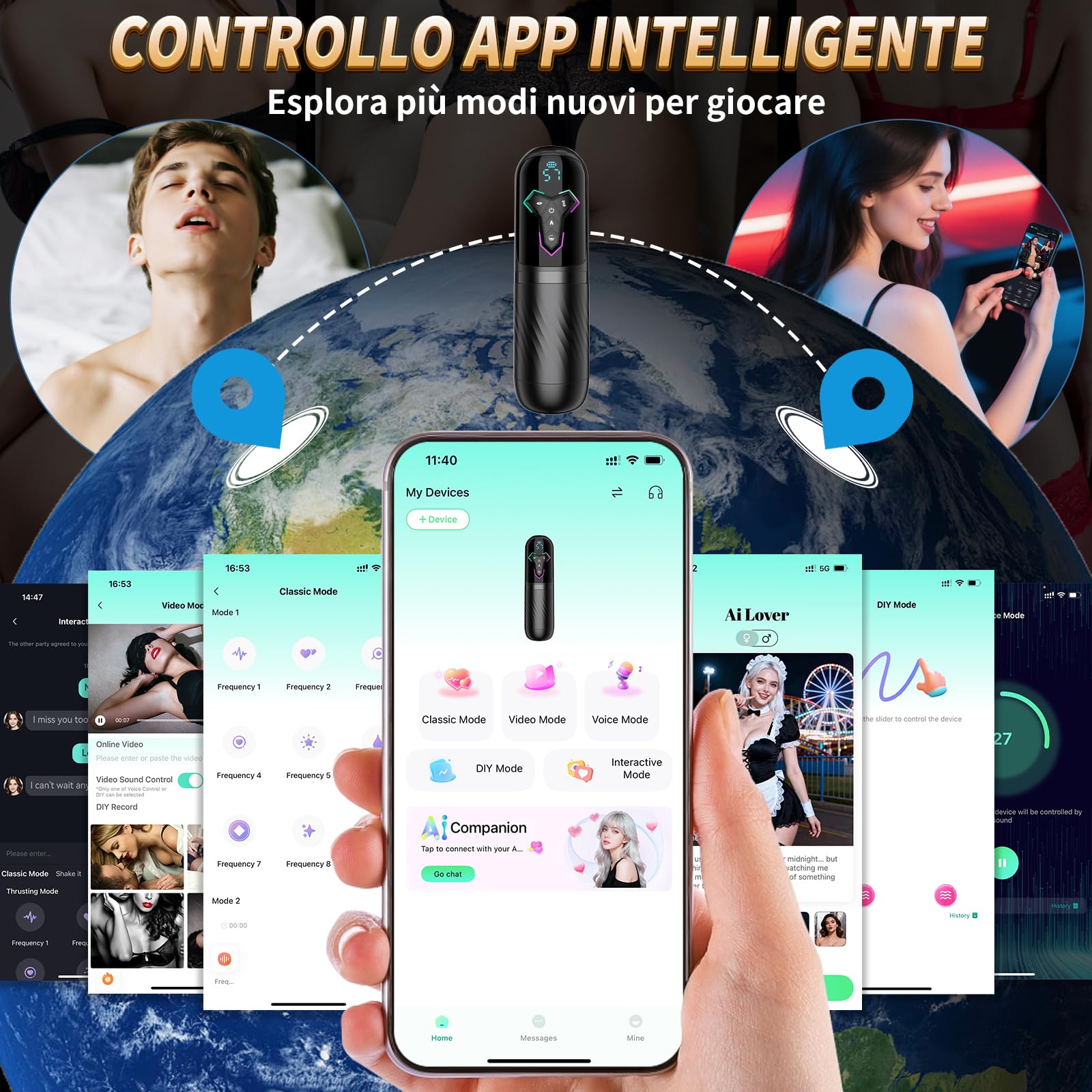 Masturbatore Uomo Sex Toys Interattivo con IA, Masturvatore per Uomo Realista con 10 Modalità Vibrazione 7 Telescopiche e 5 Suzione, Vagina a Riscaldamento Rapido, Sexytoysys Coppia con Controllo APP