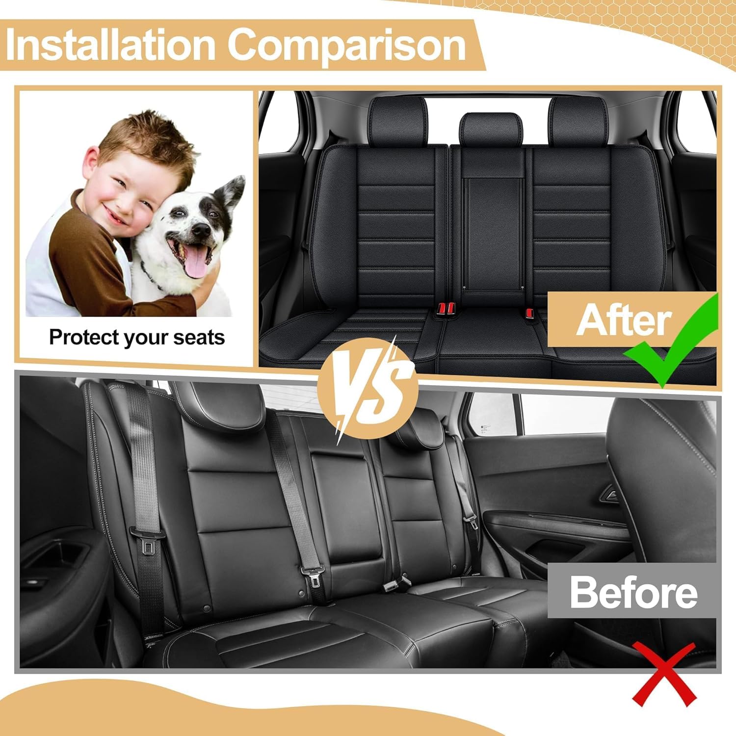 TTX LIGHTING Car Seat Covers Fit for Buick Encore:2013-2024,Full Set Waterproof Automotive Seat Covers Scratch-Resistant,Seat Covers for SUV Auto Interior Covers Accessories(5 Seat,Black)
