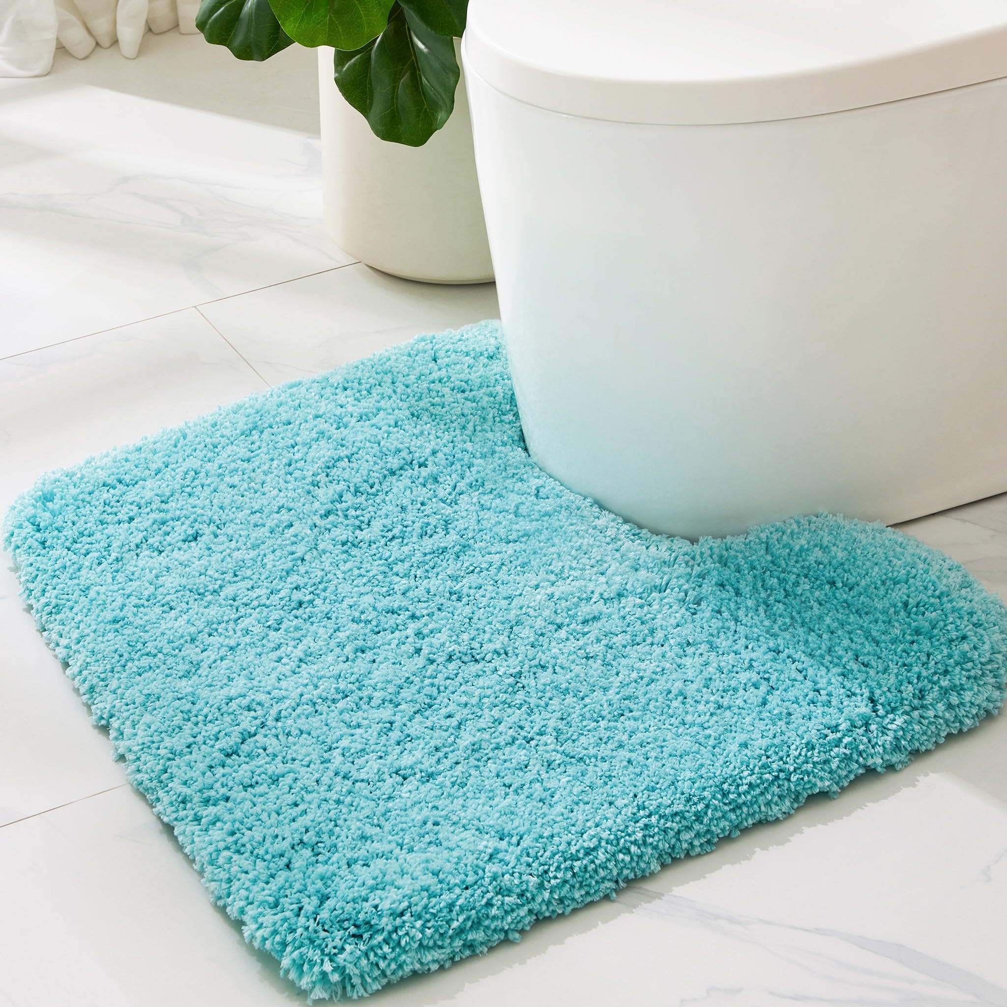 ILANGO Teal Toilet Rugs U Shaped 22 24 Non Slip Super Absorbent Extra Thick Soft Washable Bath Mats