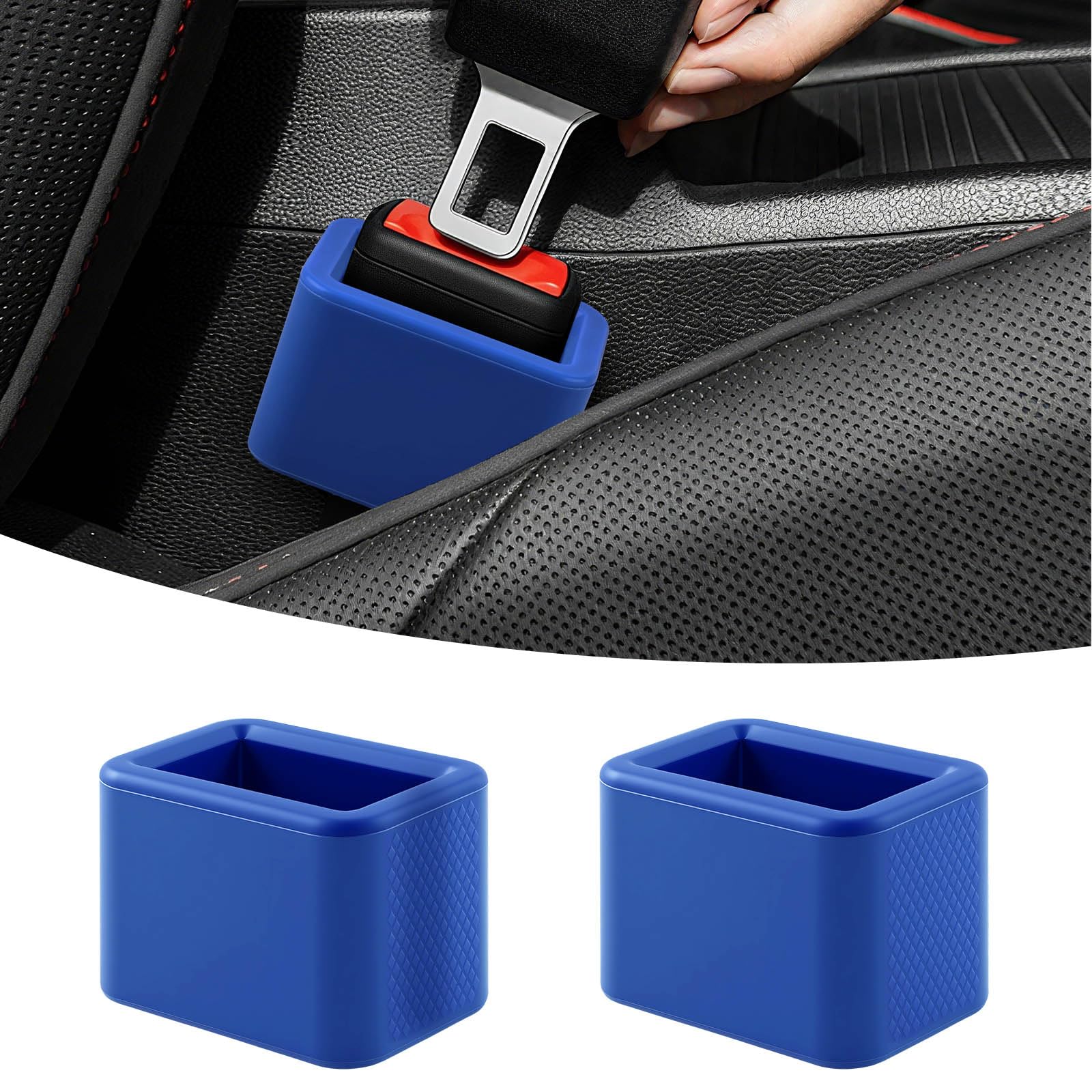 2 PCS Seat Belt Buckle Holder, Silicone Seatbelt Buckle Booster to Makes Receptacle Stand Upright for Easy Access (Blue)