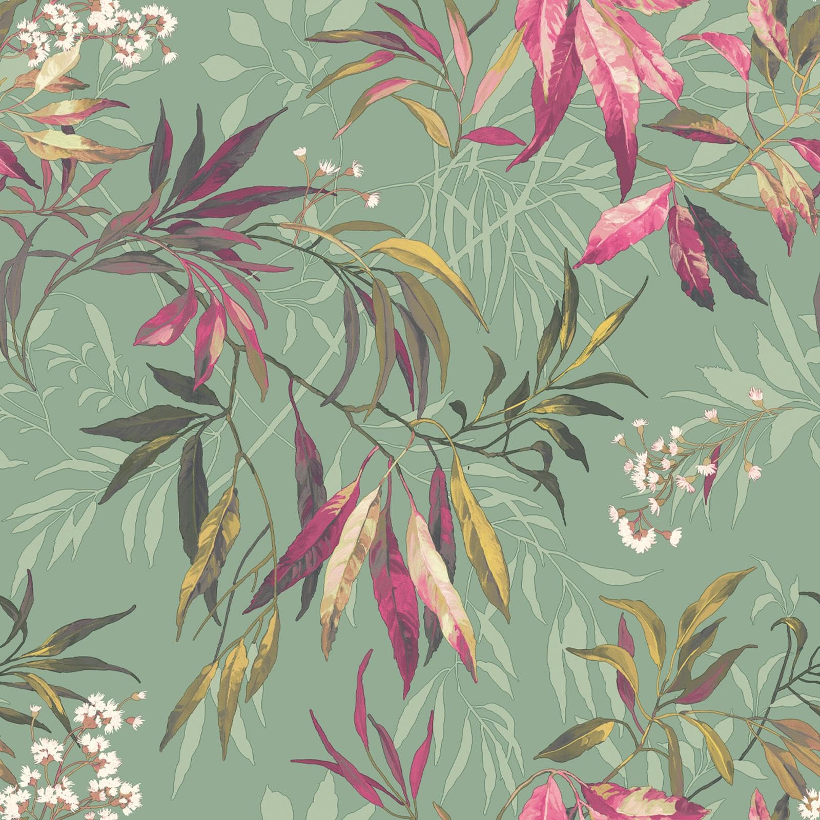 Belgravia Pink Sage Kanata Wallpaper Botanical Leaves Forest Paste The Paper