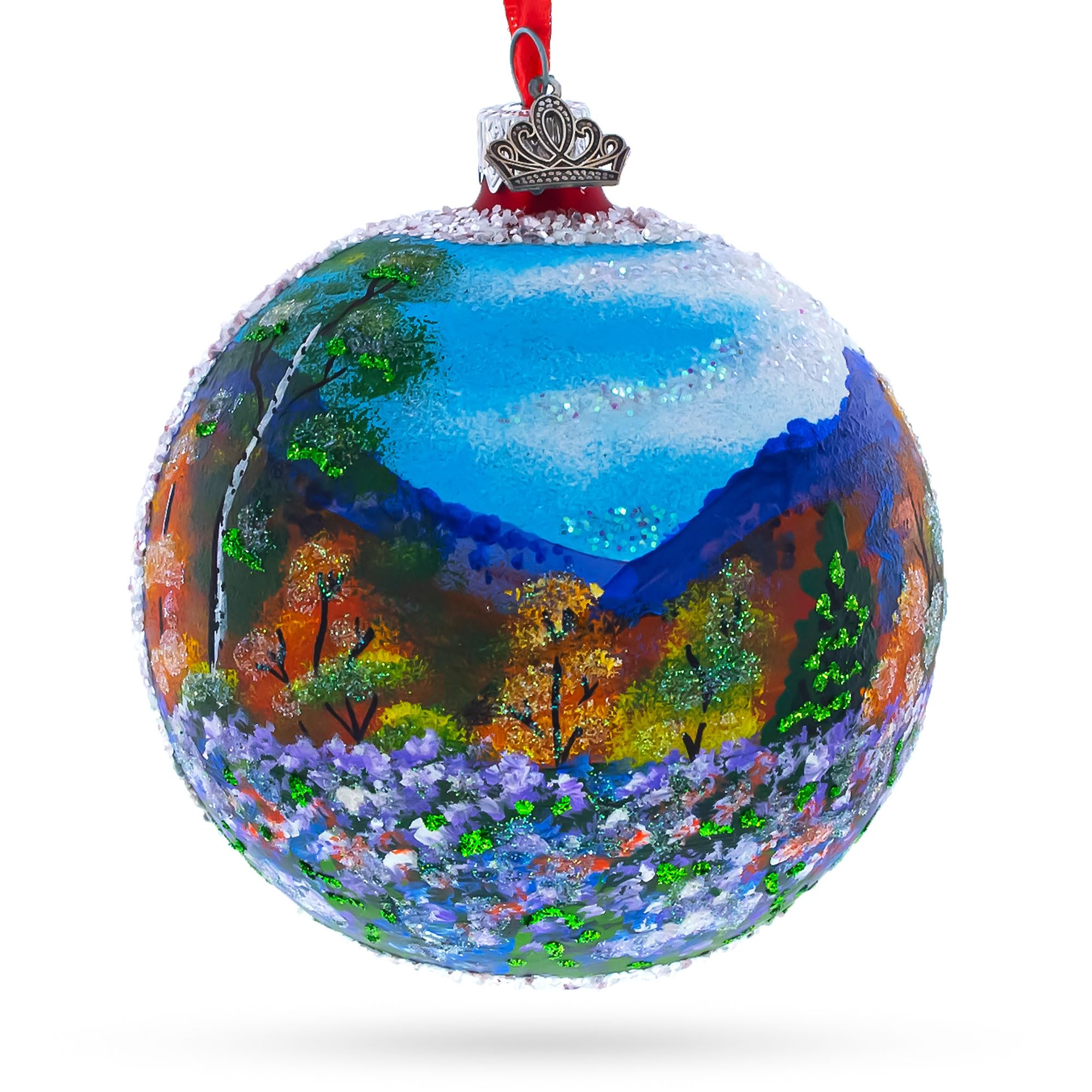 Boule de verre de Noël avec fleurs colorées Le cadeau traditionnel idéal à offrir