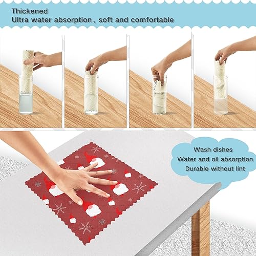 Miniatura 4 de KLL Sweet Christmas Gnome Red Dish Clothes for Washing Dishes Accessories Fall Tea Towels Kitchen Terry Cloth Kitchen Hand Towels Cotton Terry