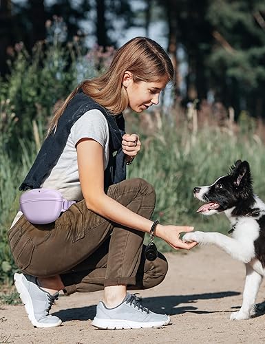Miniatura 9 de heouvo Bolsa de golosinas para perros con clicker de entrenamiento, cierre magnético más fuerte para evitar derrames, bolsa de silicona de 1.67