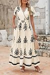 PRETTYGARDEN Womens Summer Casual V Neck Boho Maxi Dress Flowy Aline Bell Sleeve Tiered Floral Dresses with Pocket