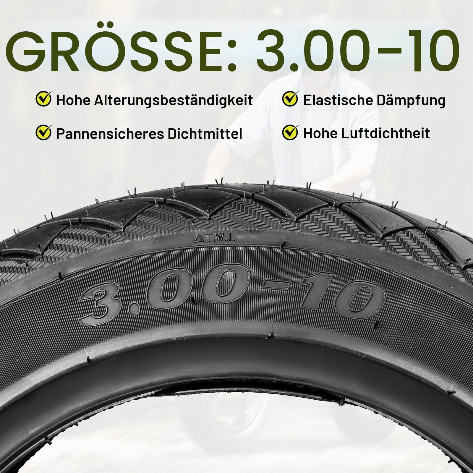 MEGHNA 3.00-10 Tubeless Reifen für E-Bike/Elektroroller & City Roller | TL Reifen 10 Zoll | 2.15x10 Felgen | Straßengriff & Langlebigkeit (2XReifen)