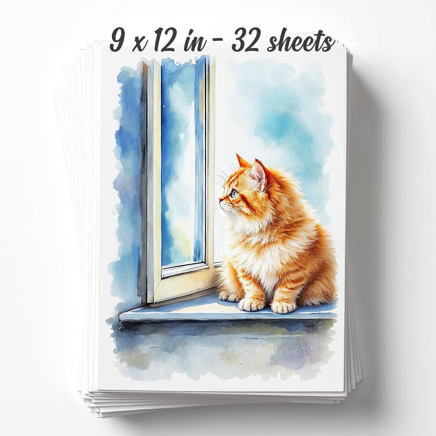 Watercolor Paper Pad, 9x12 Inch, 140lb 300gsm, Cotton Pulp, 32 Sheets