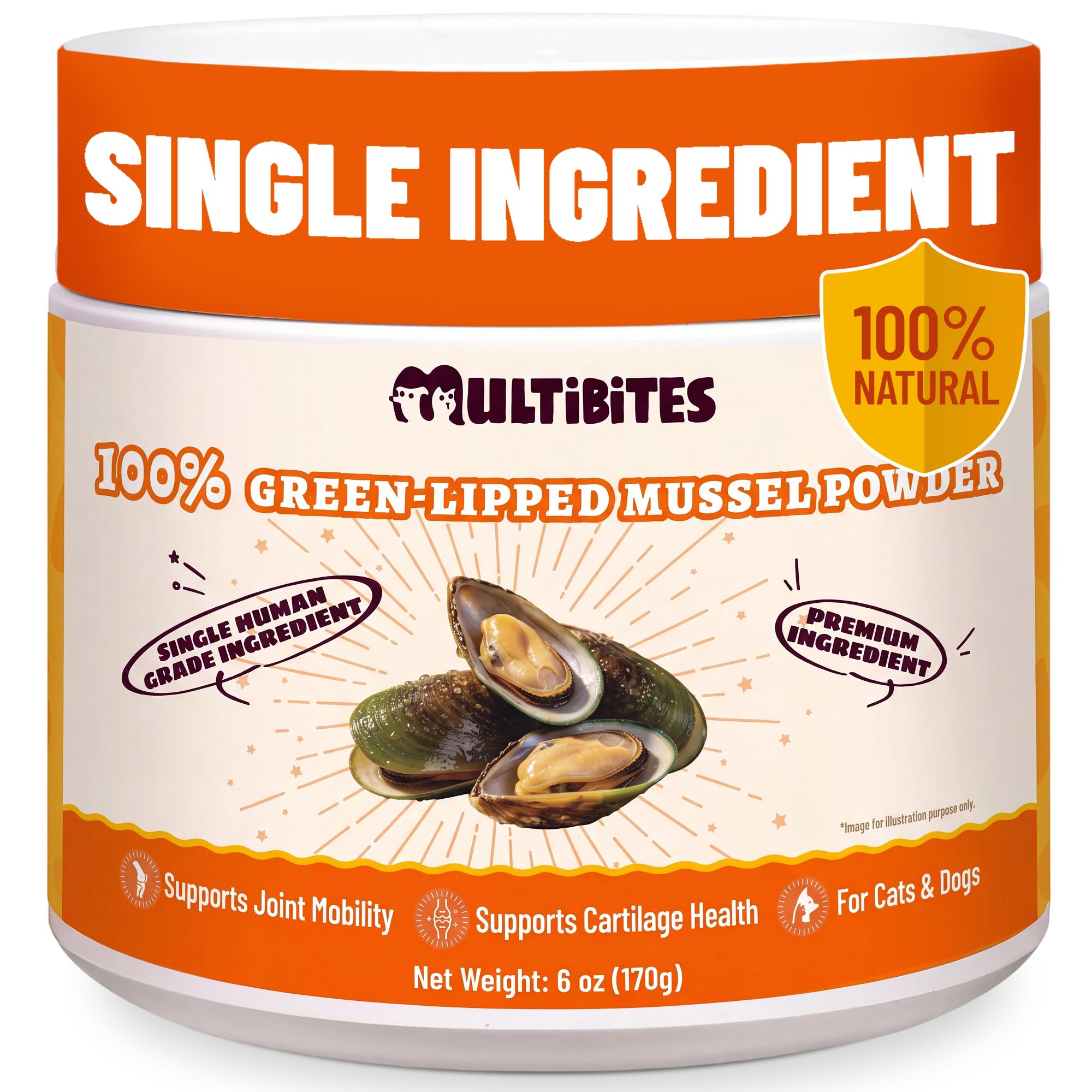 MULTIBITES 100% Green Lipped Mussel Powder for Dogs & Cats - 170g