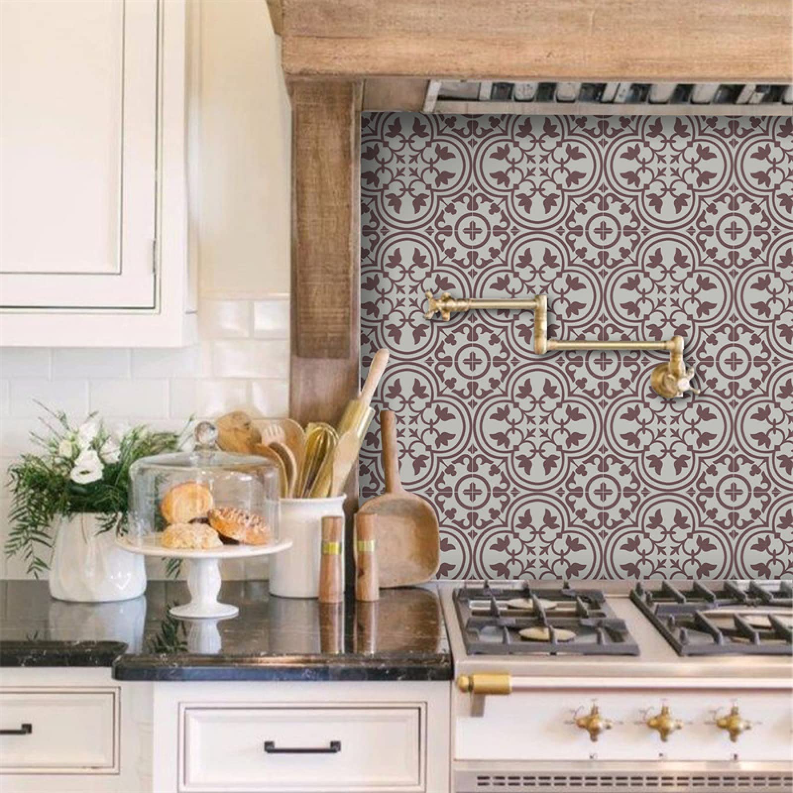 Peel and Stick Wall Tiles Red Brown Morocco Tiles Self Adhesive PVC Home Decor Backsplash Kitchen Tile Stickers Waterproof Tile Stickers for Bathroom 15x15cm /20 Pcs
