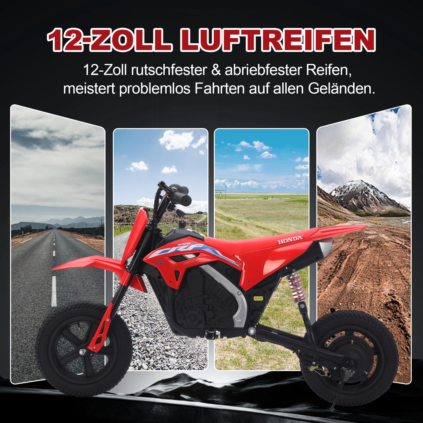 Kinder Motorrad elektrisch, 24V Elektro Motorrad für Kinder mit 200W bürstenlosem Motor, Bluetooth & USB, 10–15 km/h, Kinder Motocross für Kinder bis 50 kg， rot