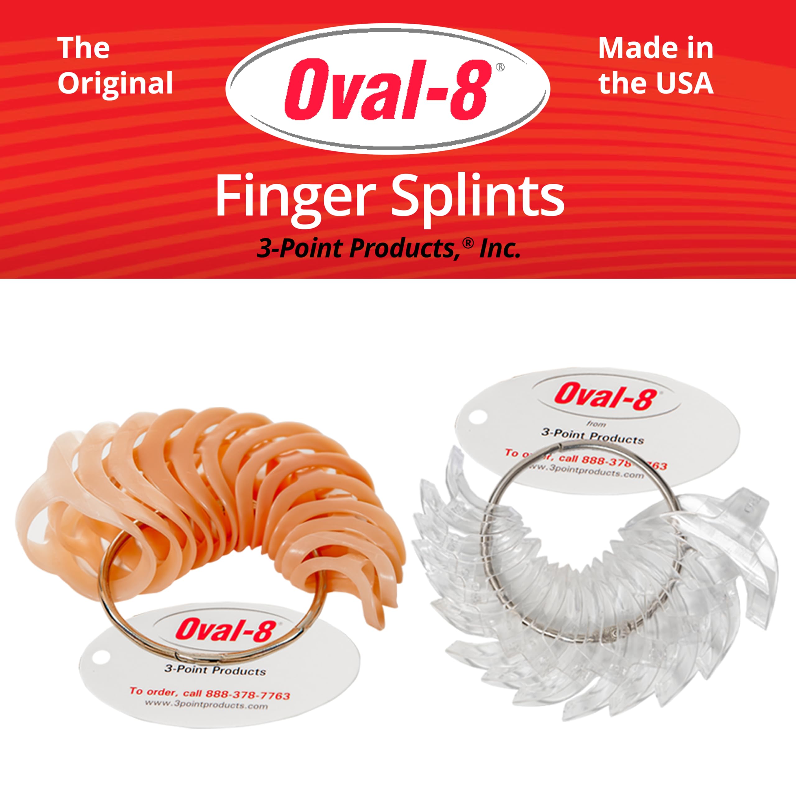 3-Point Products Oval-8 Finger Splints, Support and Protection for Arthritis, Trigger Finger or Thumb, and Other Finger Conditions, Complete Sizing Set Sizes 2-15