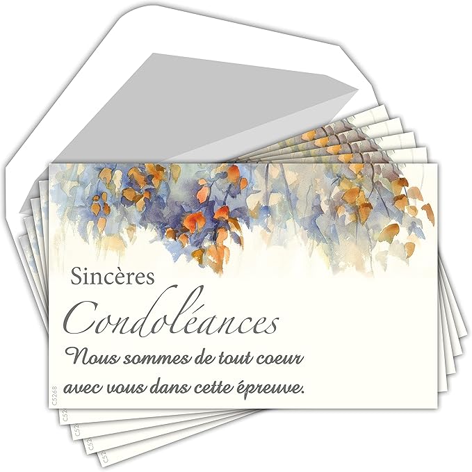 Cartes De Condoléances – 12 Pièces – Fleurs - 12 X 17 Cm – L